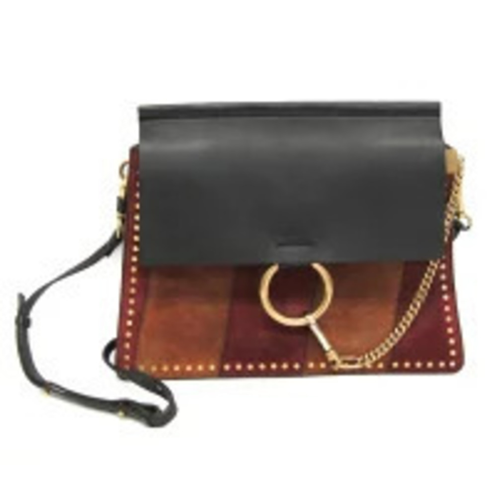 Chloe Faye Leather Suede Shoulder Bag Brown Red